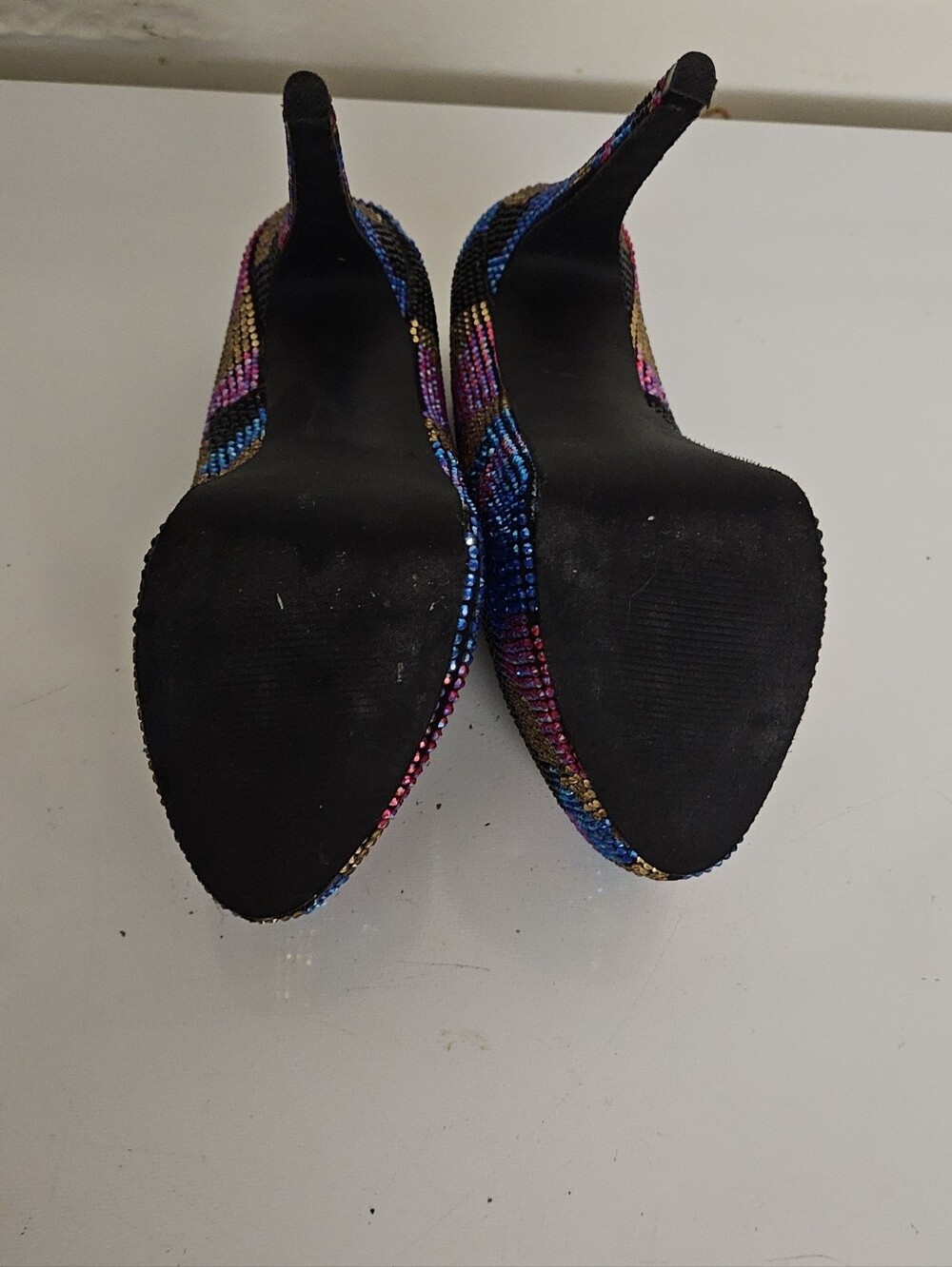 Steve Madden  Multicolor Blue Pink  Crystal Platform Stiletto Pumps - Women - Picture 7 of 8